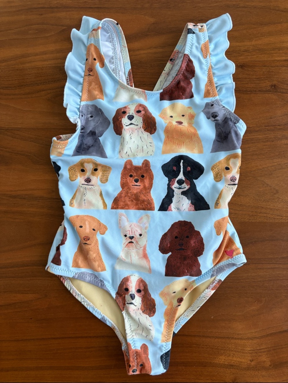 Pink Chicken Liv swimsuit watercolor dog print Size 5 Year